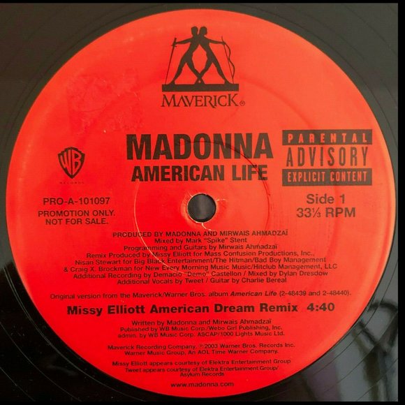 MADONNA AMERICAN LIFE Dream Mixes ft Missy Elliott 12" PROMO RECORD 2003 USA Ed. - Picture 2 of 3